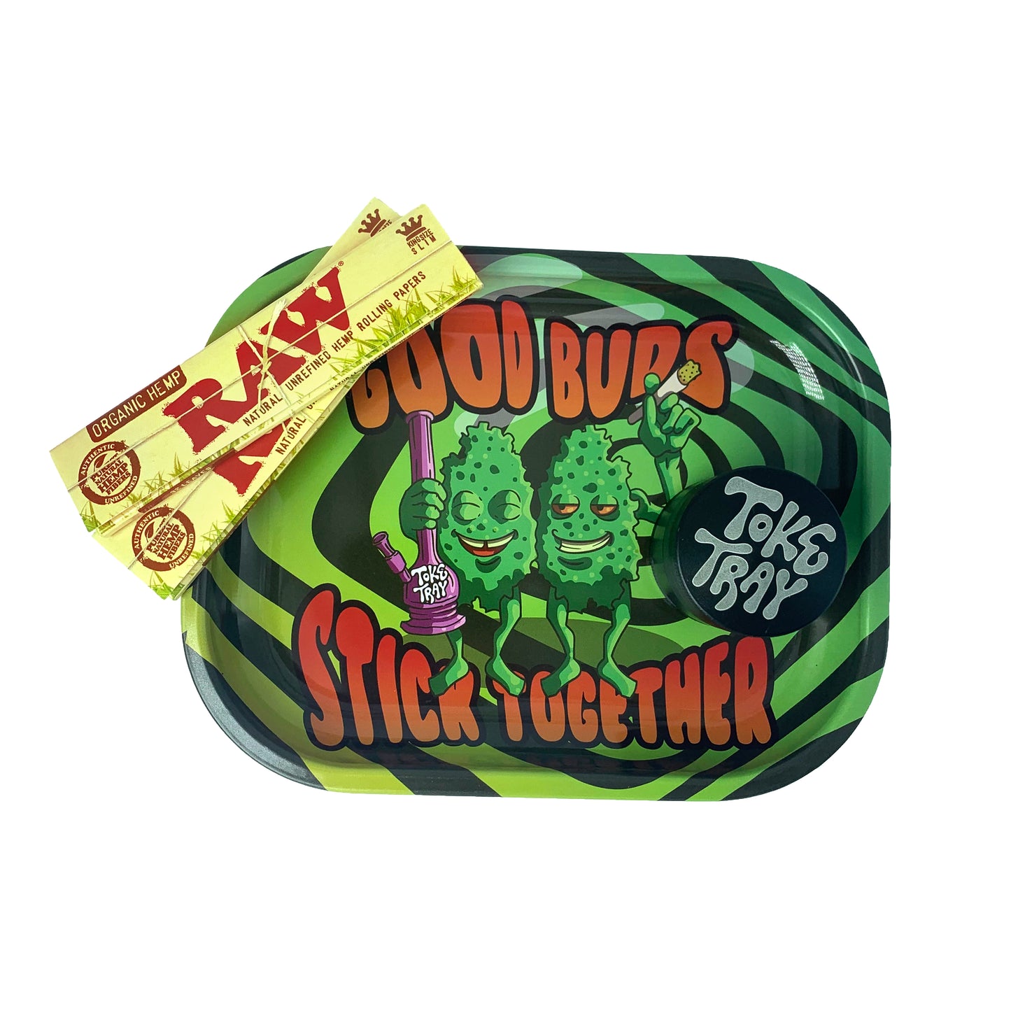 Best Buds Rolling Tray Set | With Grinder and Raw Rolling Papers