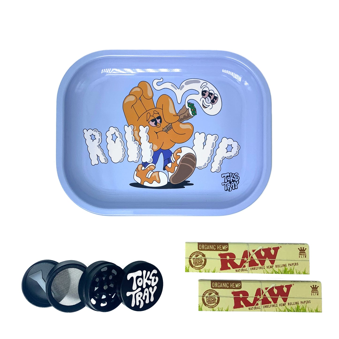 Hand High Rolling Tray Set | With Grinder and Raw Rolling Papers
