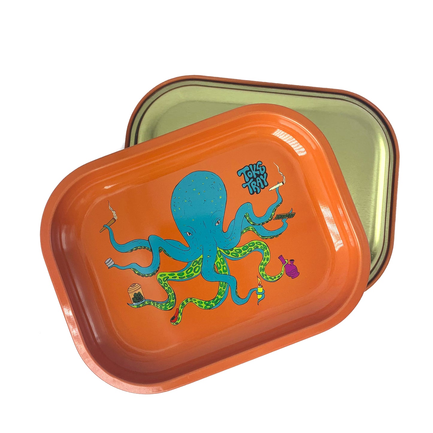 OctoKush Rolling Tray Set | With Pink Grinder and Raw Rolling Papers