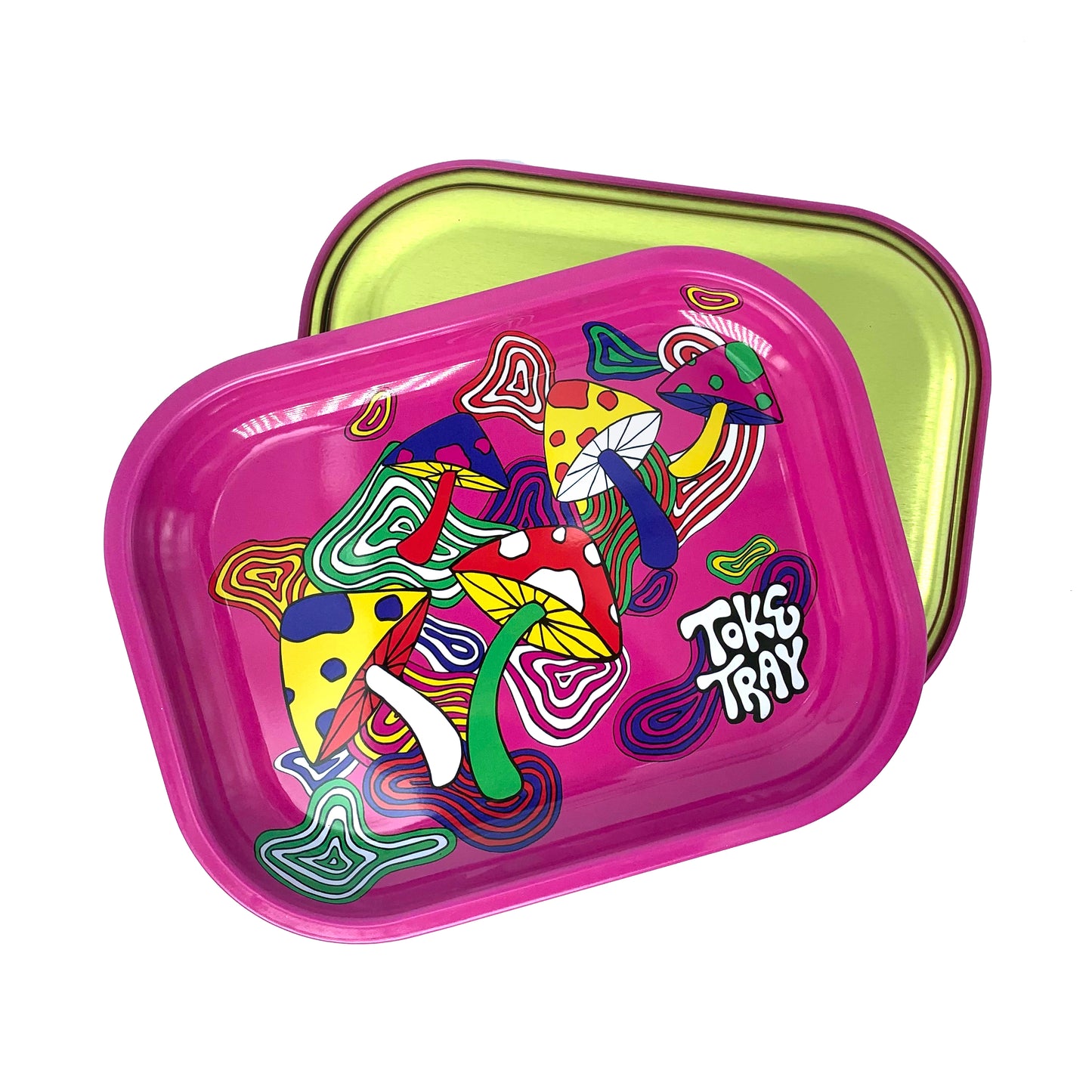 Pink Mushroom Rolling Tray Set | With Grinder and Raw Rolling Papers