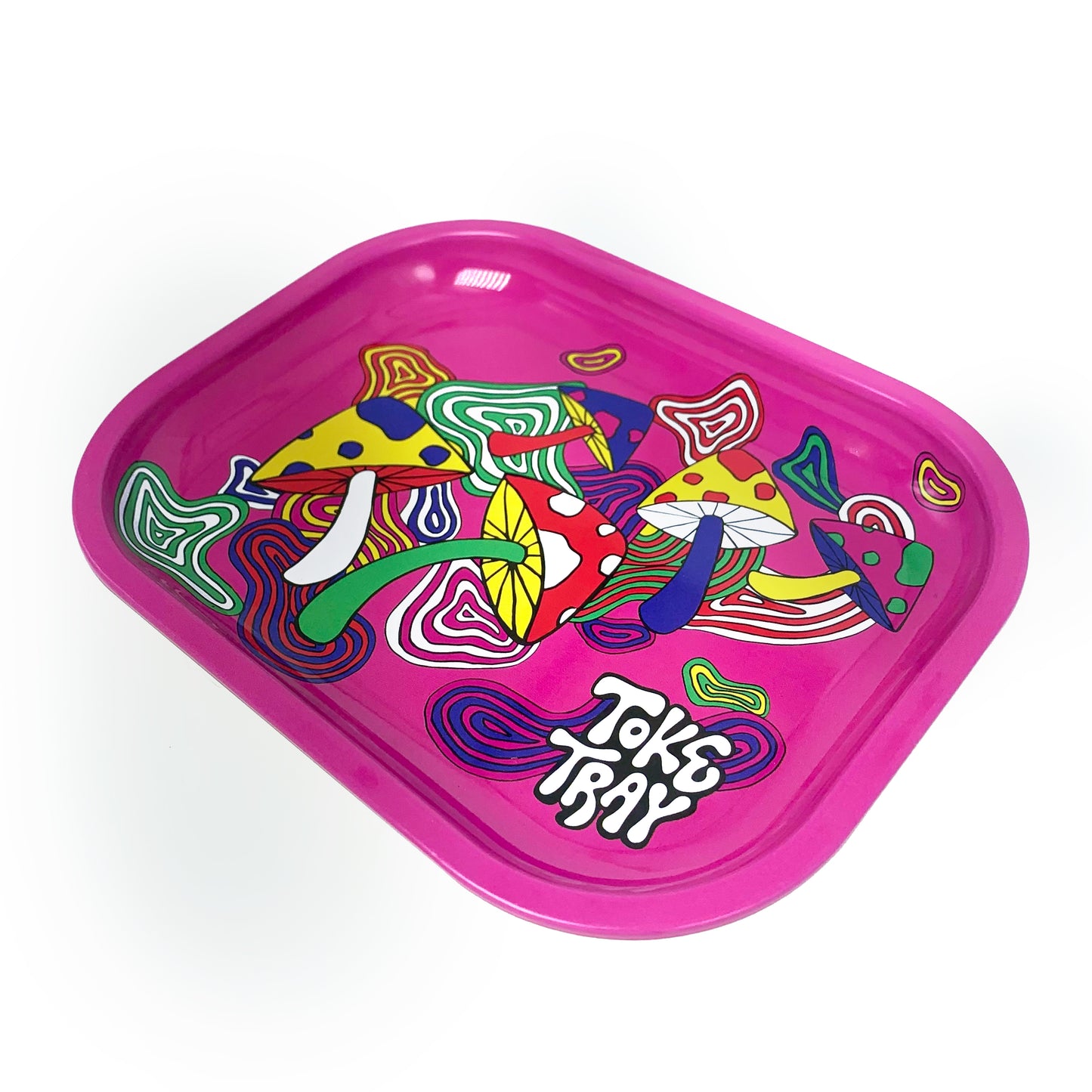Pink Mushroom Rolling Tray Set | With Grinder and Raw Rolling Papers