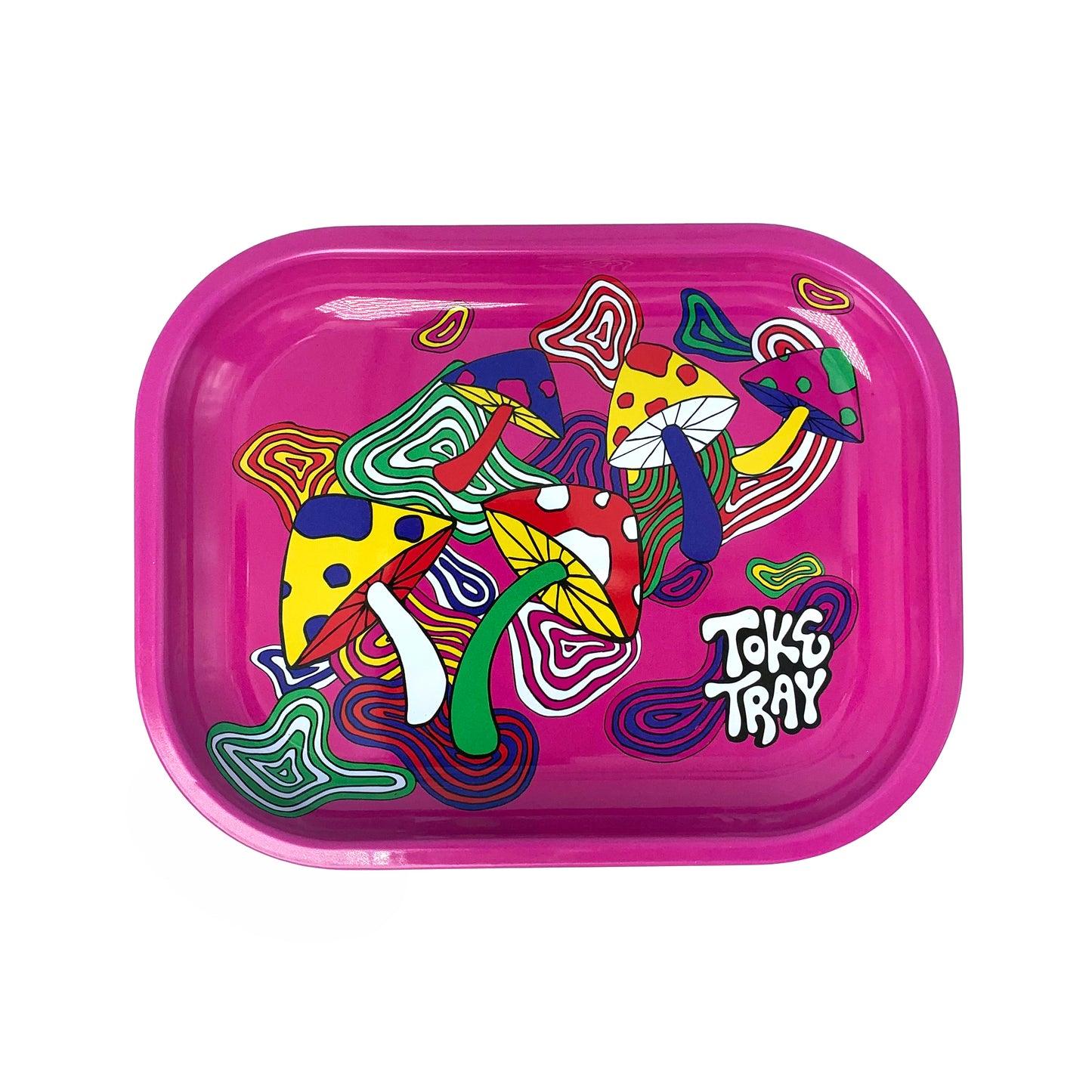 Pink Mushroom Rolling Tray Set | With Pink Grinder and Raw Rolling Papers