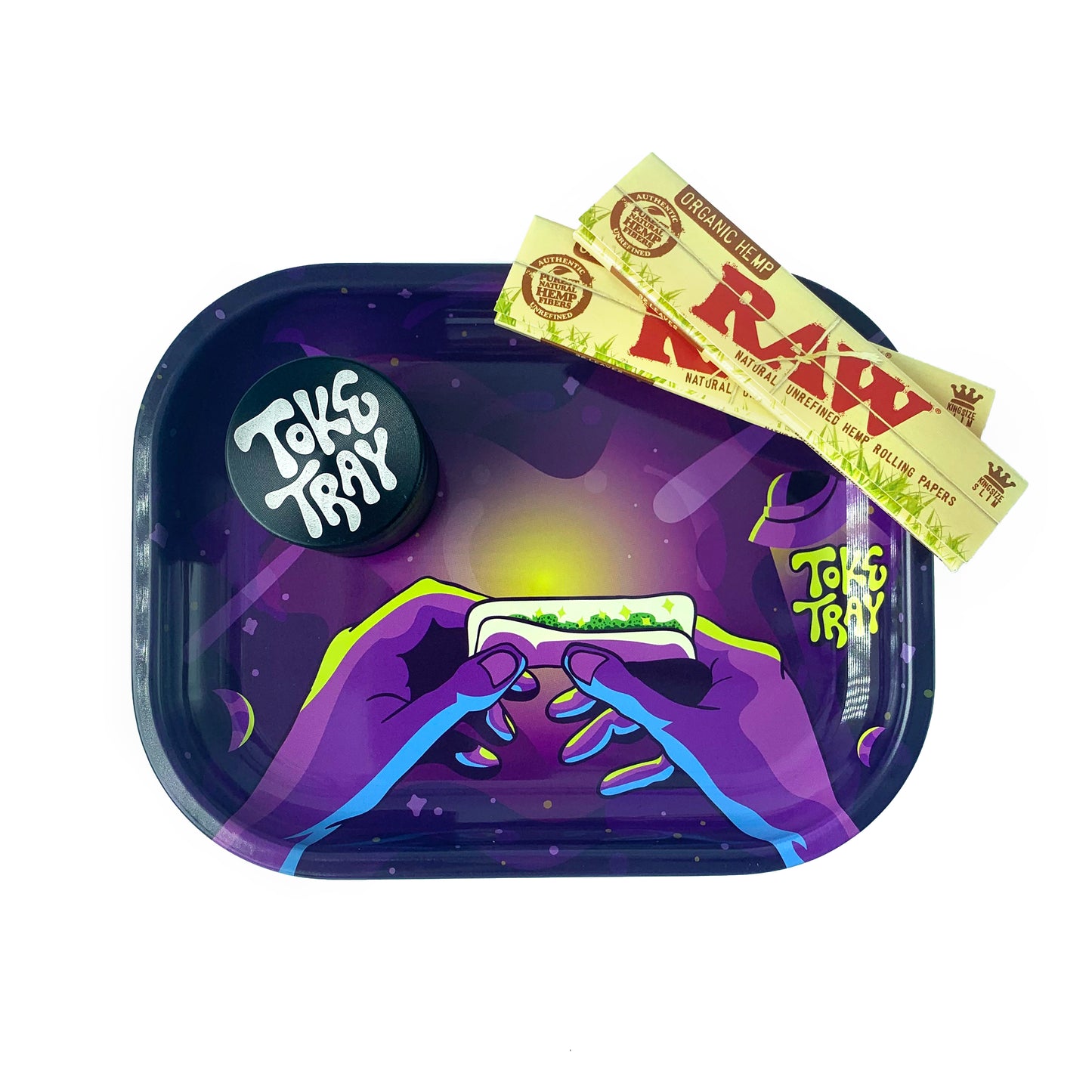 Purple Space Rolling Tray Set | With Grinder and Raw Rolling Papers