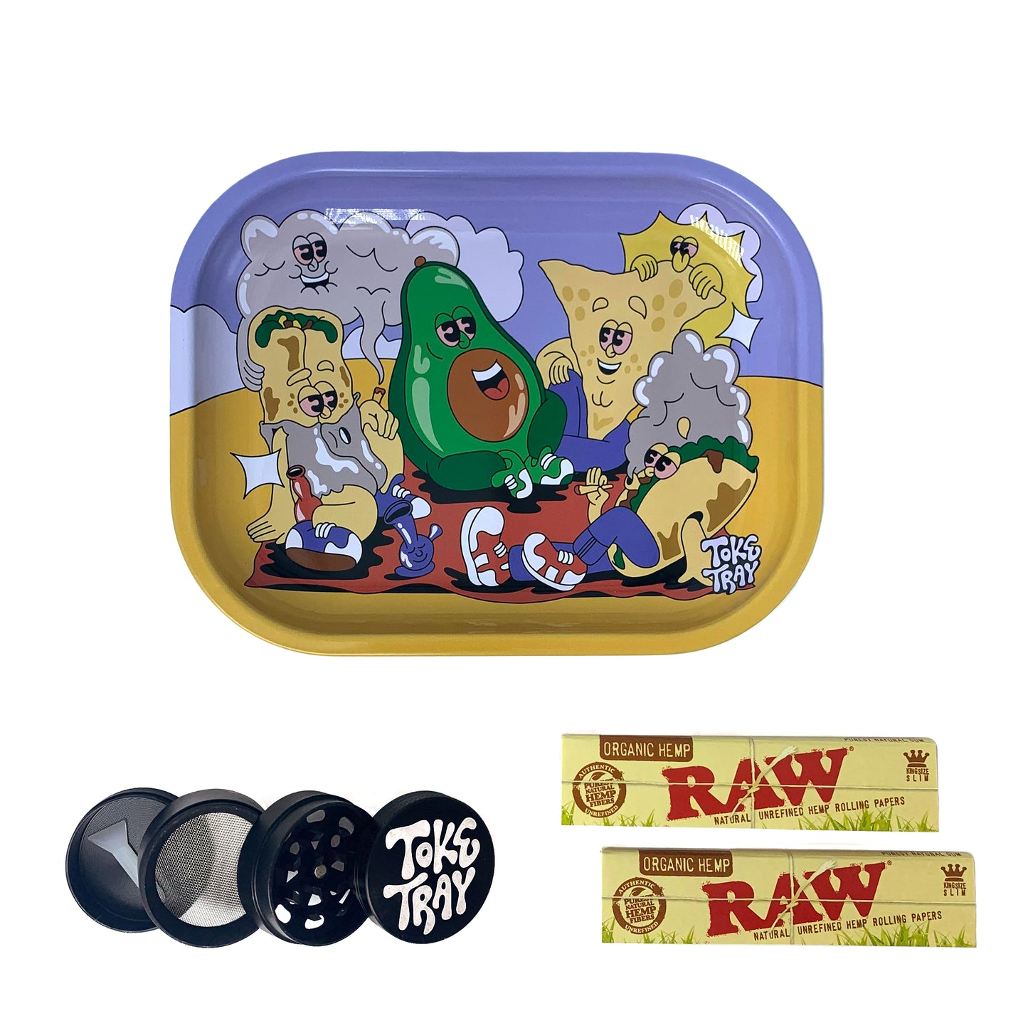 Taco Tuesday Rolling Tray Set | With Grinder and Raw Rolling Papers