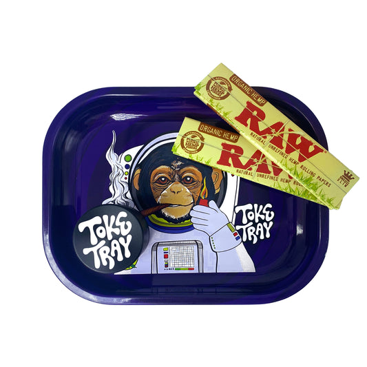 Space Monkey Rolling Tray Set | With Grinder and Raw Rolling Papers