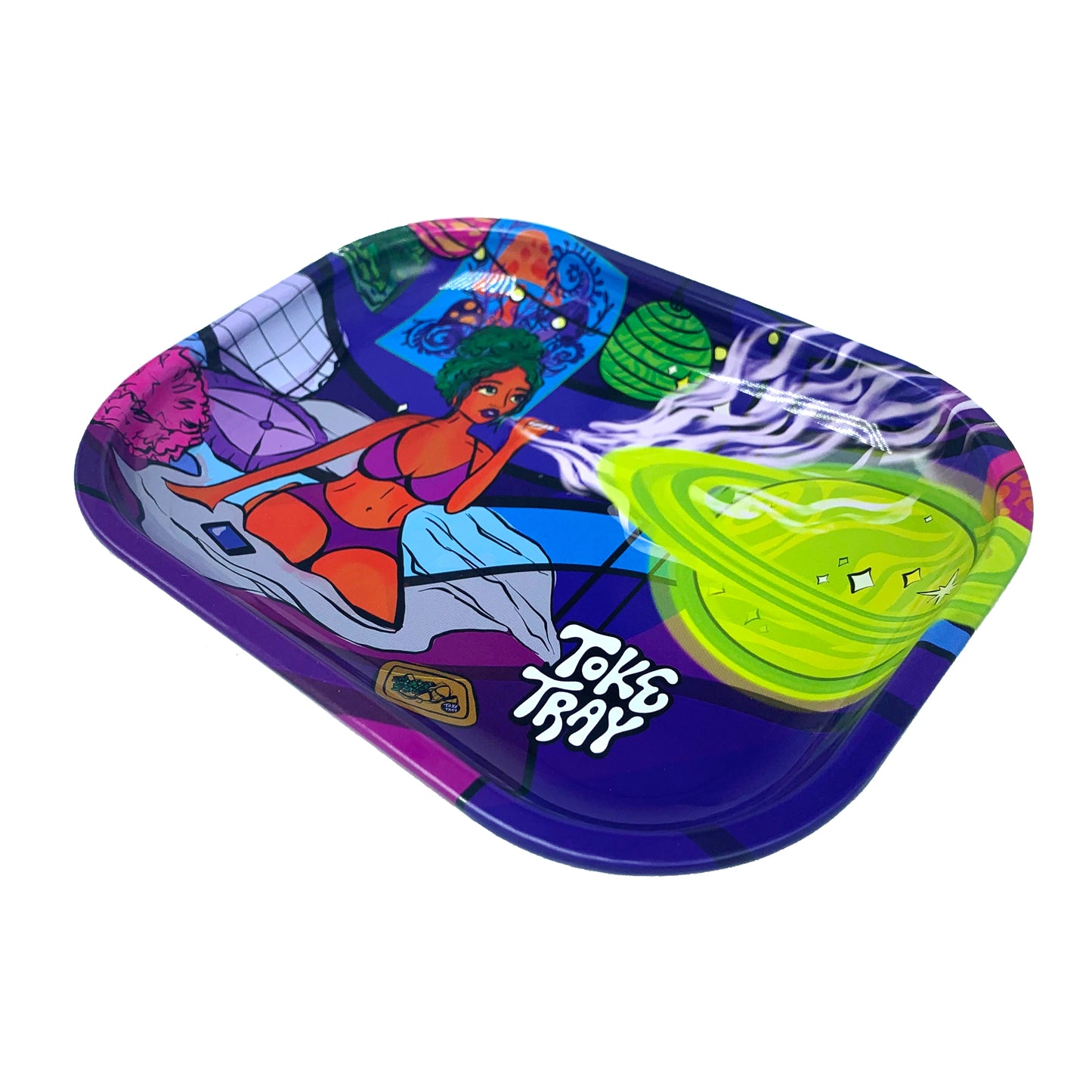 Trippy Nights Rolling Tray Set | With Pink Grinder and Raw Rolling Papers