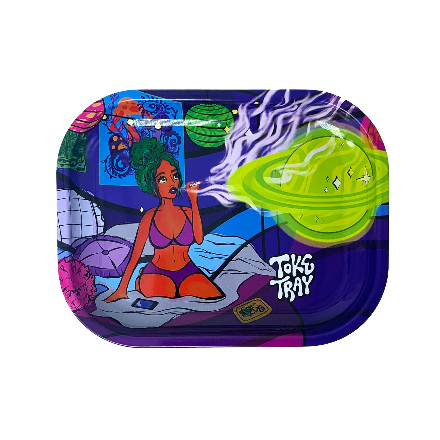 Trippy Nights Rolling Tray Set | With Pink Grinder and Raw Rolling Papers